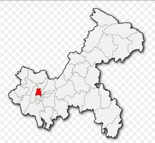 沙坪坝区在重庆市的位置(红色处)